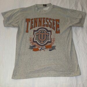 Vintage Tennessee Volunteers UT Orange Grey T Shirt Mens Large Fruit of the Loom